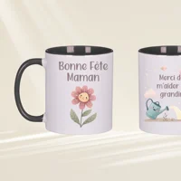 Mug interieur et anse noir bonne fete maman merci de m aider a grandir smpno0026